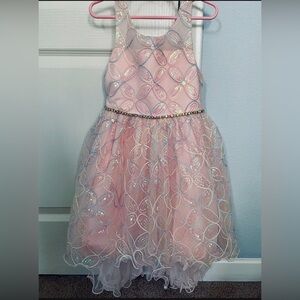 Formal Pink Kids Dress with Sparkling Details, size 6-7, American Princess